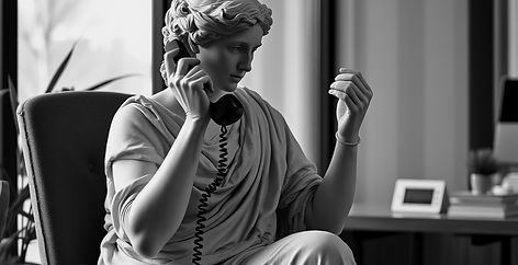 A roman statue of a woman, sitting in mo