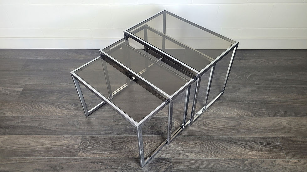 Thumbnail: MDA Smoked Glass & Chrome Nest of Tables, 1970s