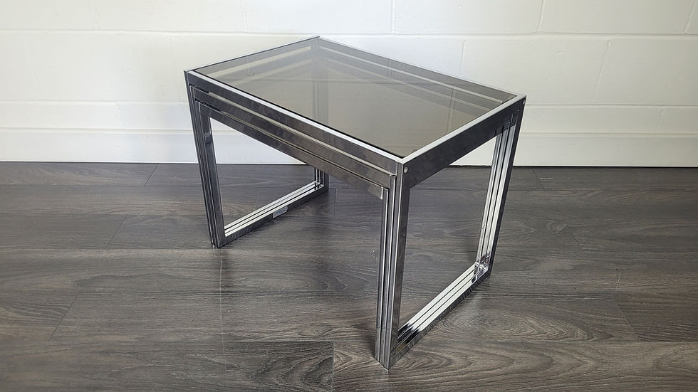 Thumbnail: MDA Smoked Glass & Chrome Nest of Tables, 1970s