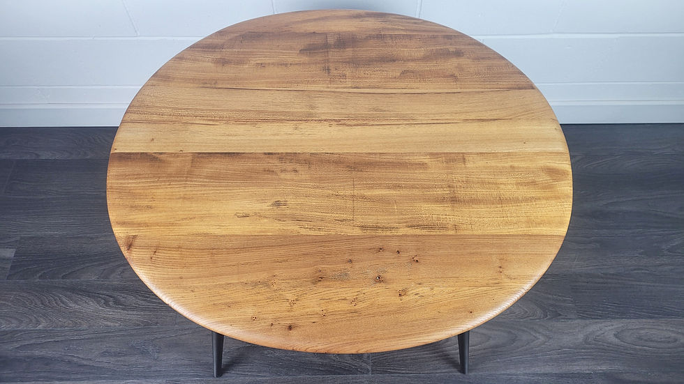 Thumbnail: Ercol Round Black Leg Breakfast Dining Table, 1960s