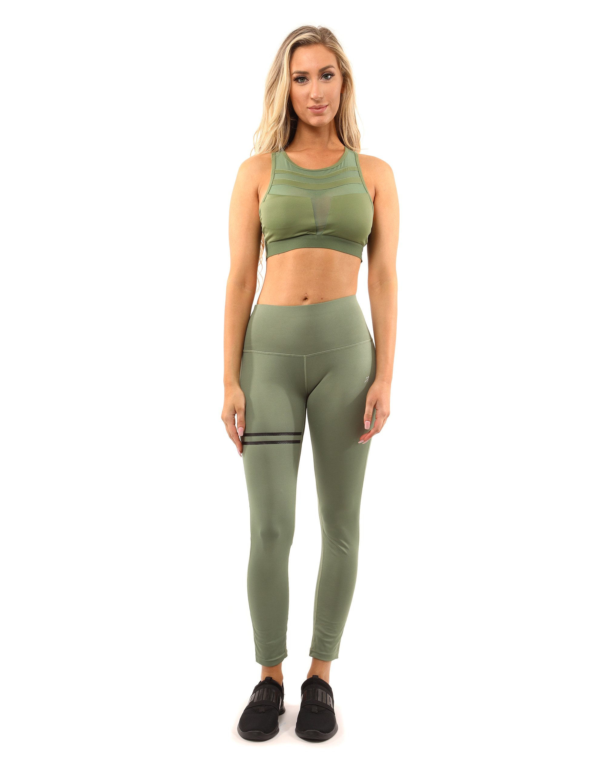 Huntington Performance Set - Leggings & Sports Bra - Olive Green