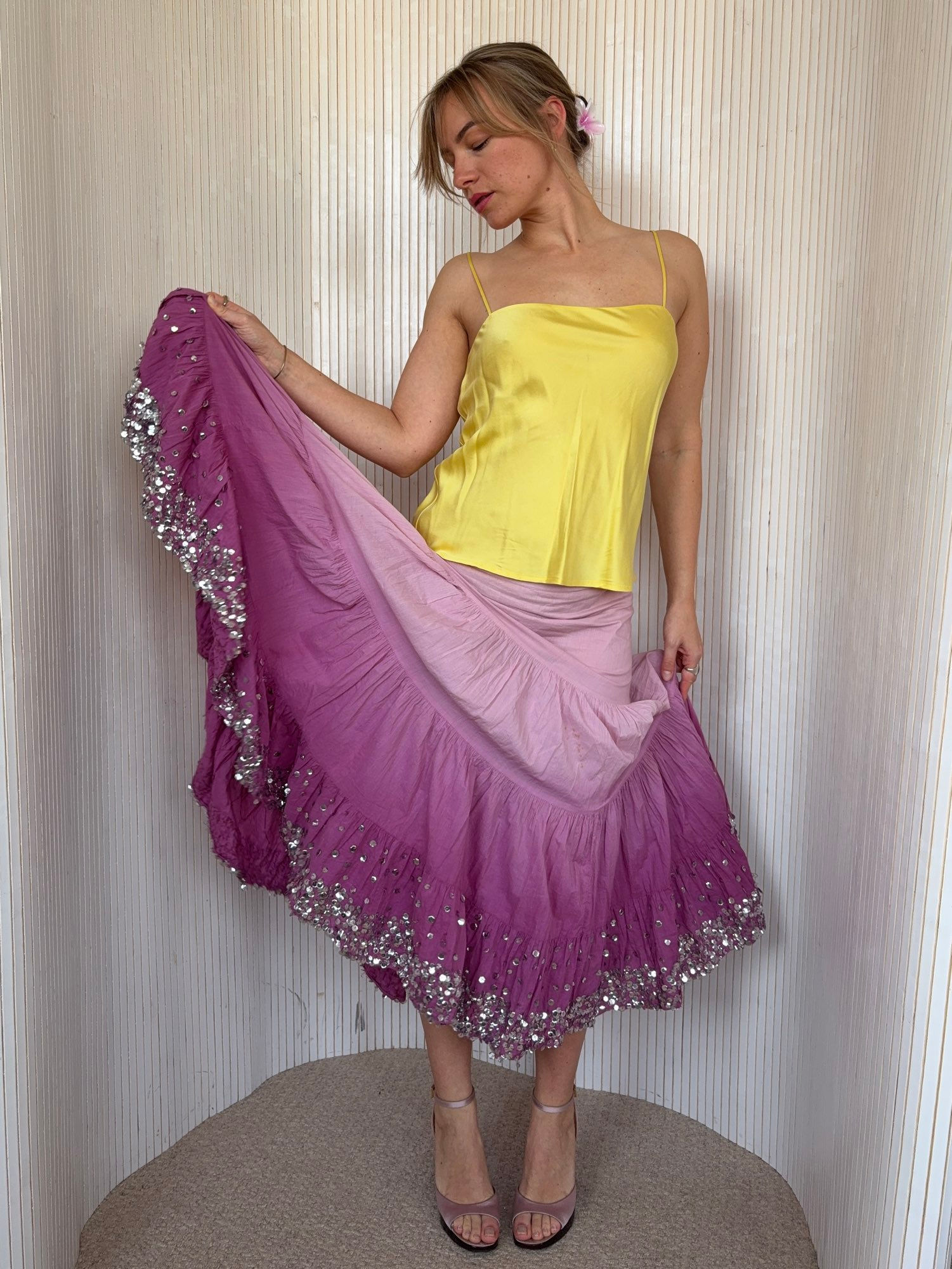Sequin Ombre Midi Skirt