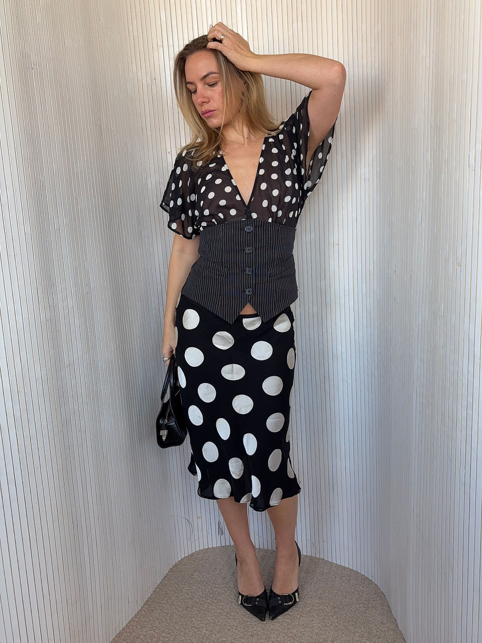 Thumbnail: Silk Polkadot Midi Skirt