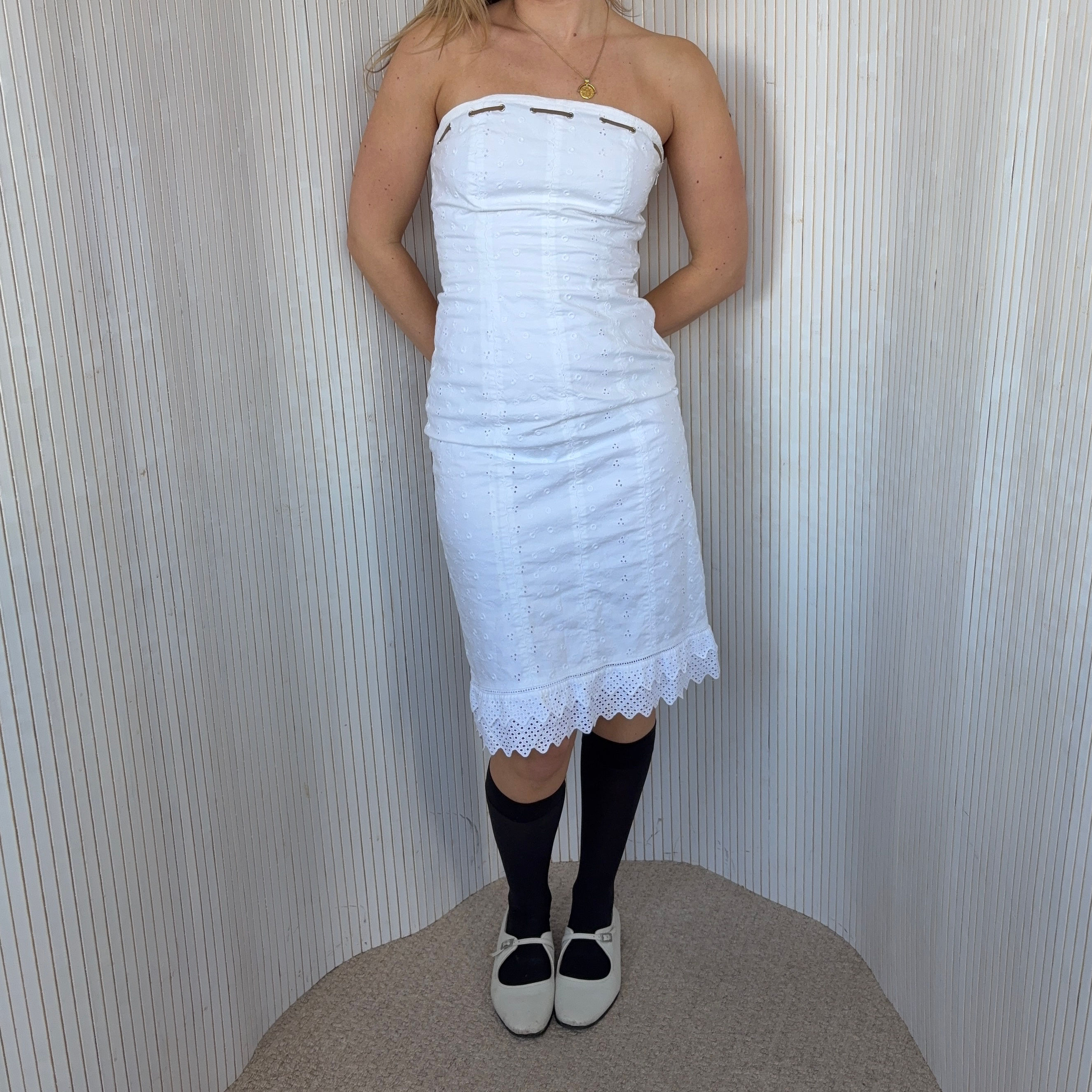 White Bandeau Midi Dress