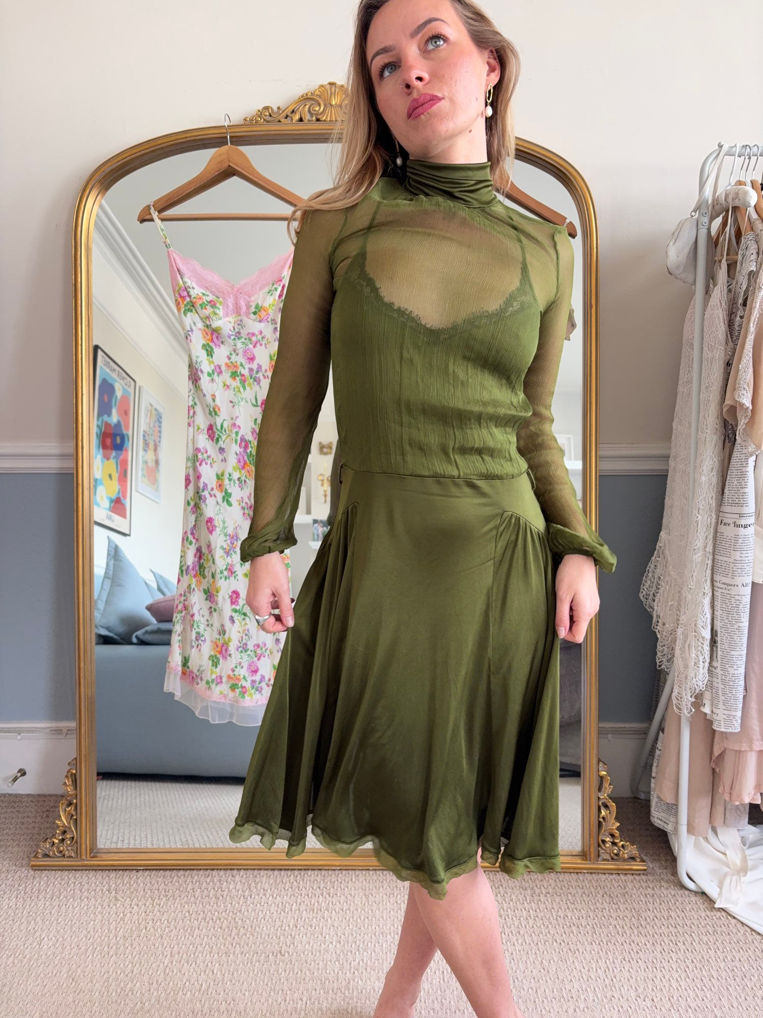 Green Roberto Cavalli Midi Dress