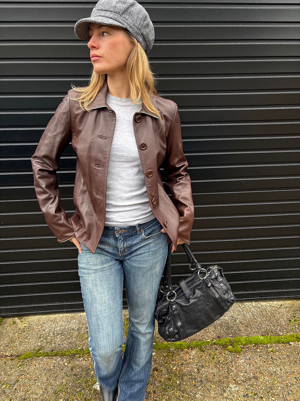 Thumbnail: Vintage Brown Leather Jacket