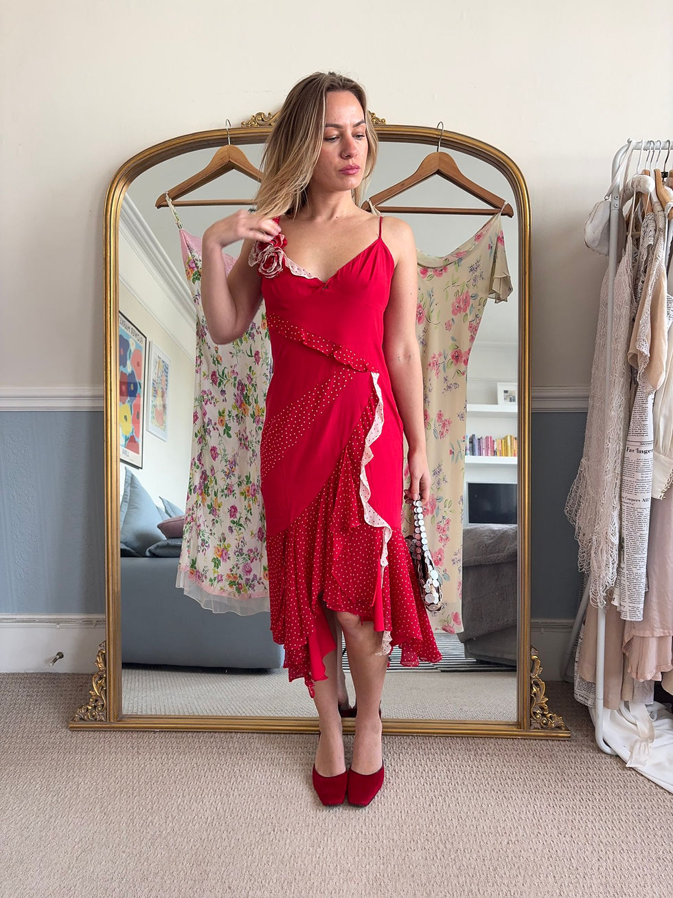 Thumbnail: Red Silk Midi Dress