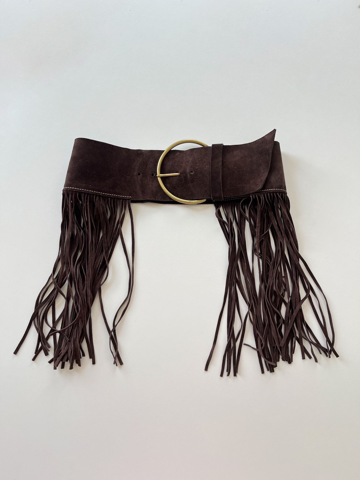 Miu Miu Suede Fringe Brown Belt