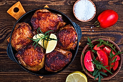 Roasted chicken and tomato salad