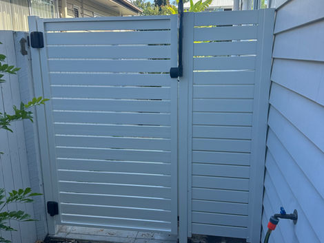 Pedestrian gate designed for convenient side access, offering durability, rust resistance and a stylish modern look.