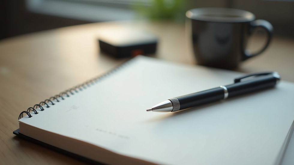 close-up view of a journal and pen for goal setting