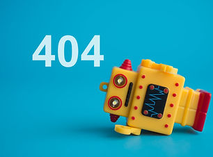 Yellow robot with 404 error code on blue background Concept of online internet web 404 sor