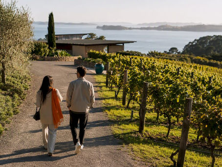 Visitors arriving at a quiet Waiheke vineyard