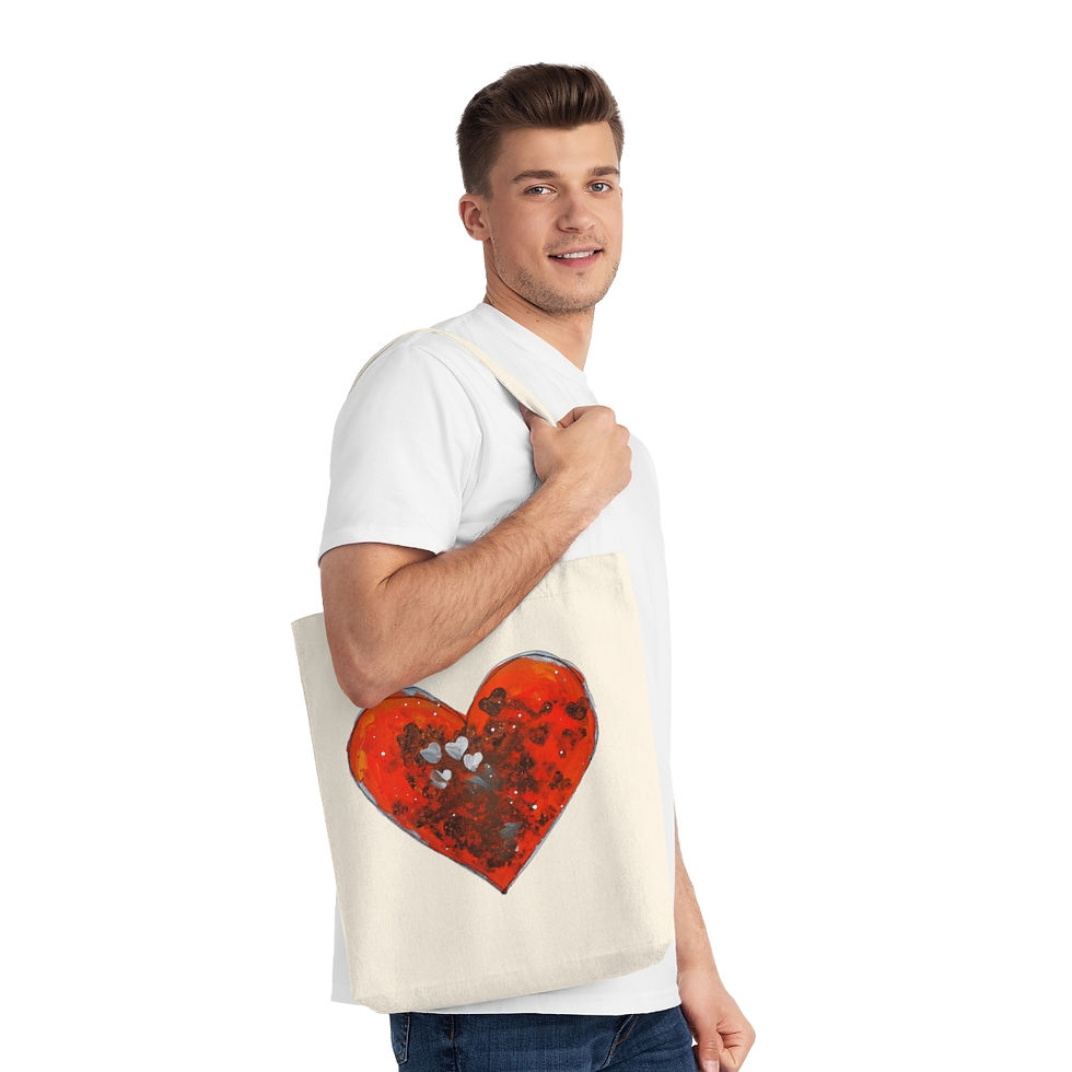 Thumbnail: Designer "Red Heart" Woven Tote Bag **ECO FRIENDLY**
