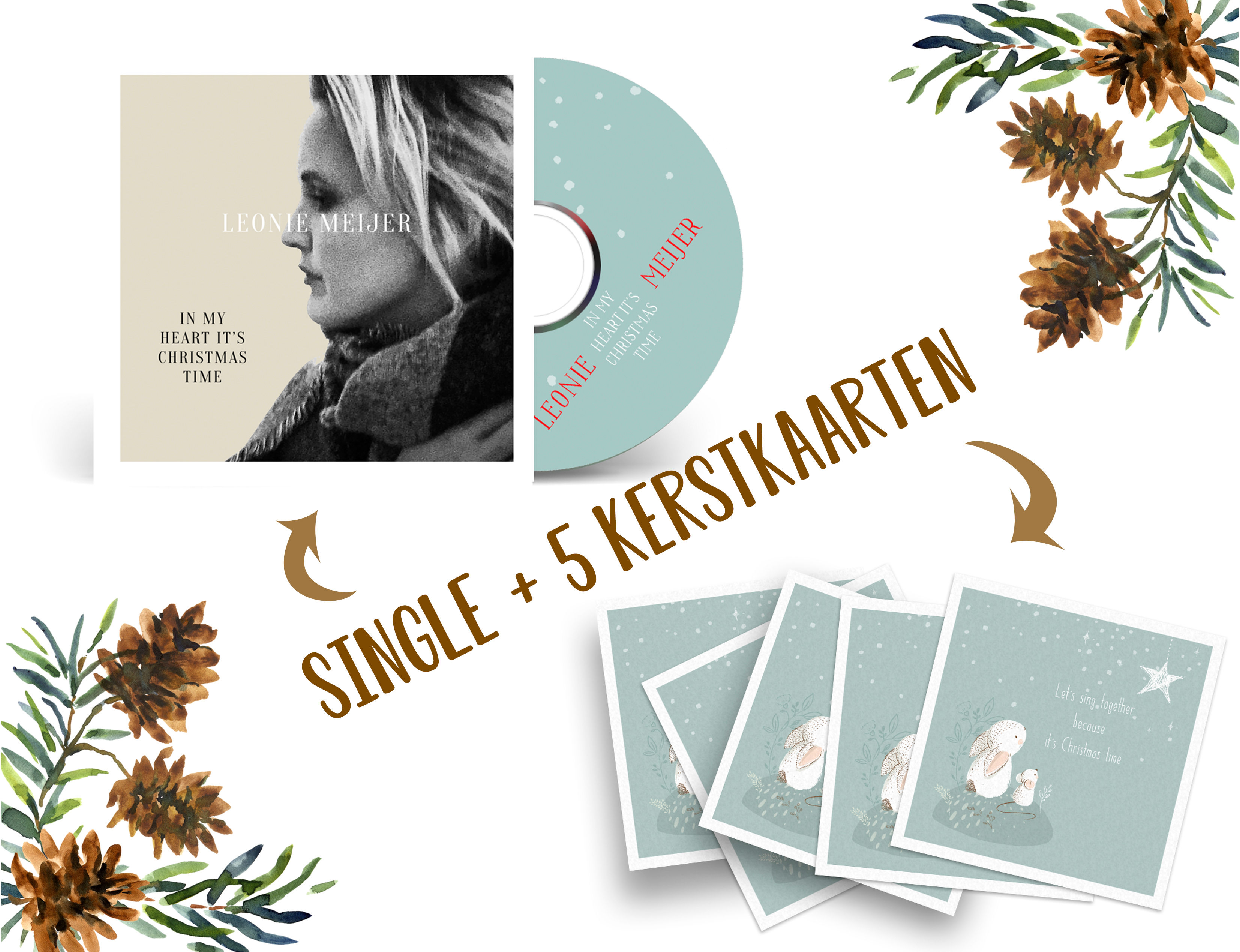 In my heart it's Christmas time (inclusief 5 Kerstkaarten met envelop)
