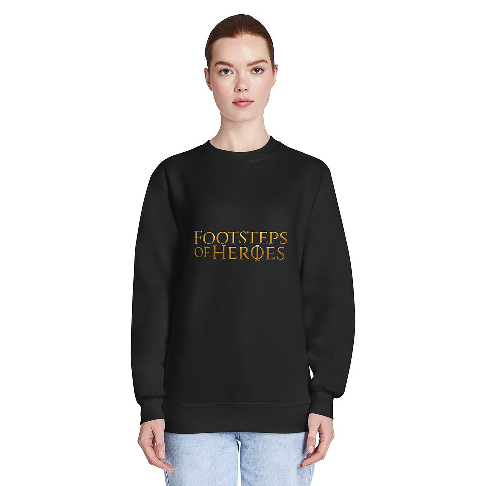 Thumbnail: Footsteps of Heroes Unisex premium crew neck sweatshirt