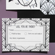 Black art deco wedding invitation rsvp