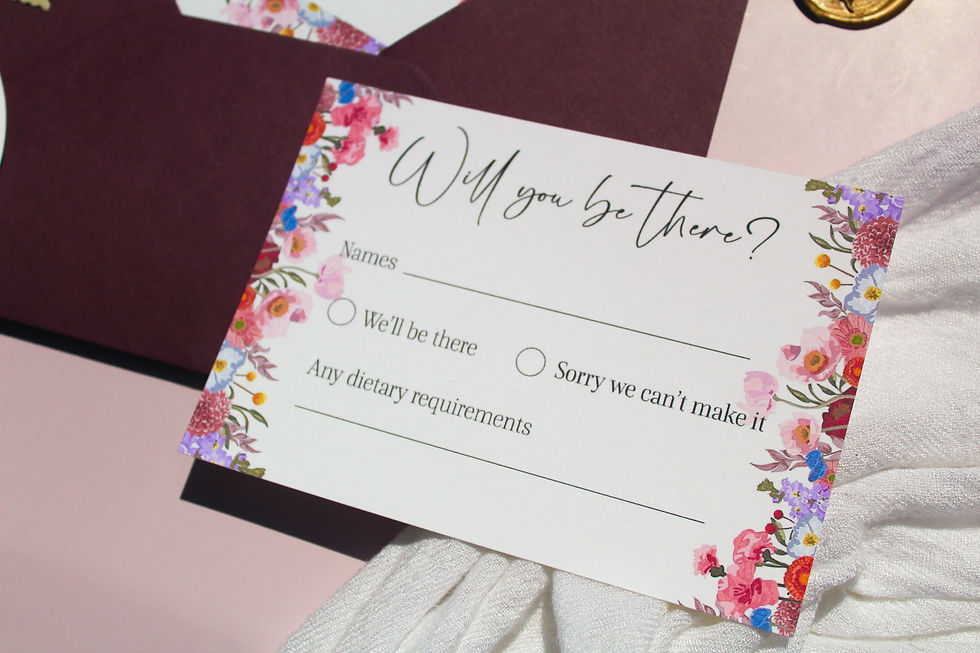 Floral, boho styled wedding rsvp