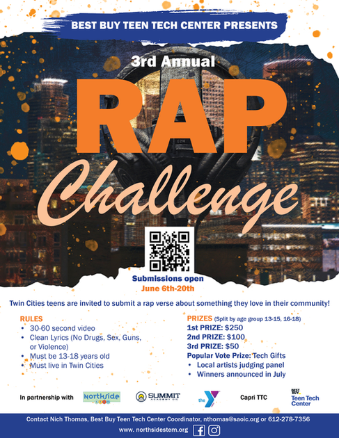 Best Buy Teen Tech Center's 3rd Annual Rap Challenge Flyer