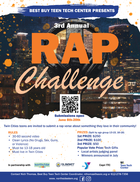 Best Buy Teen Tech Center's 3rd Annual Rap Challenge Flyer