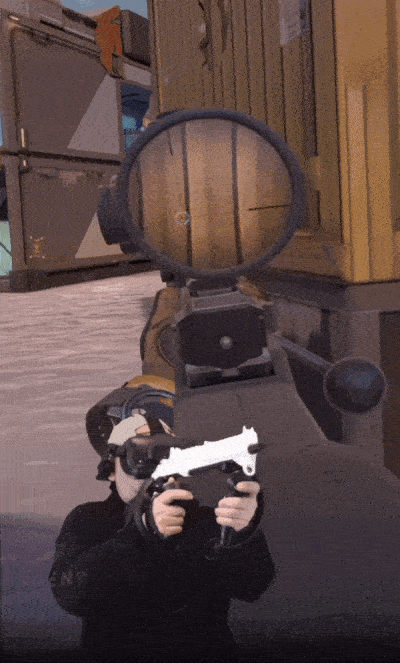 Gif of man using Spine gunstock in Pavlov VR