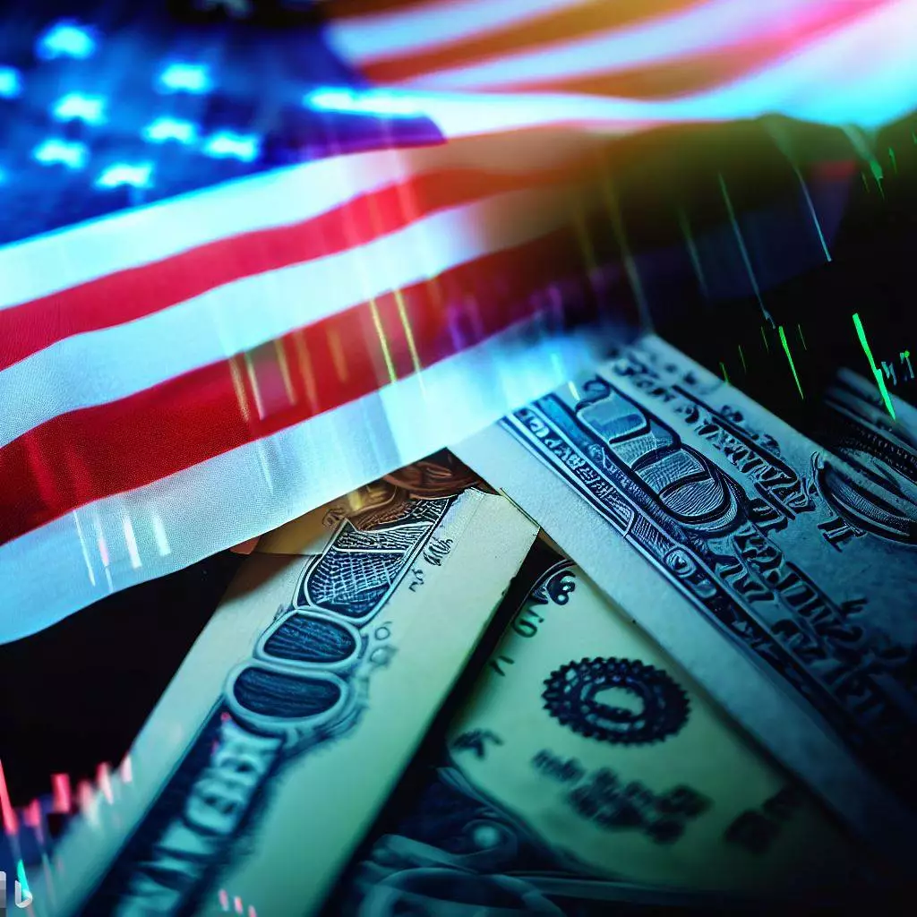 Australian Dollars and Usa witj green market charts