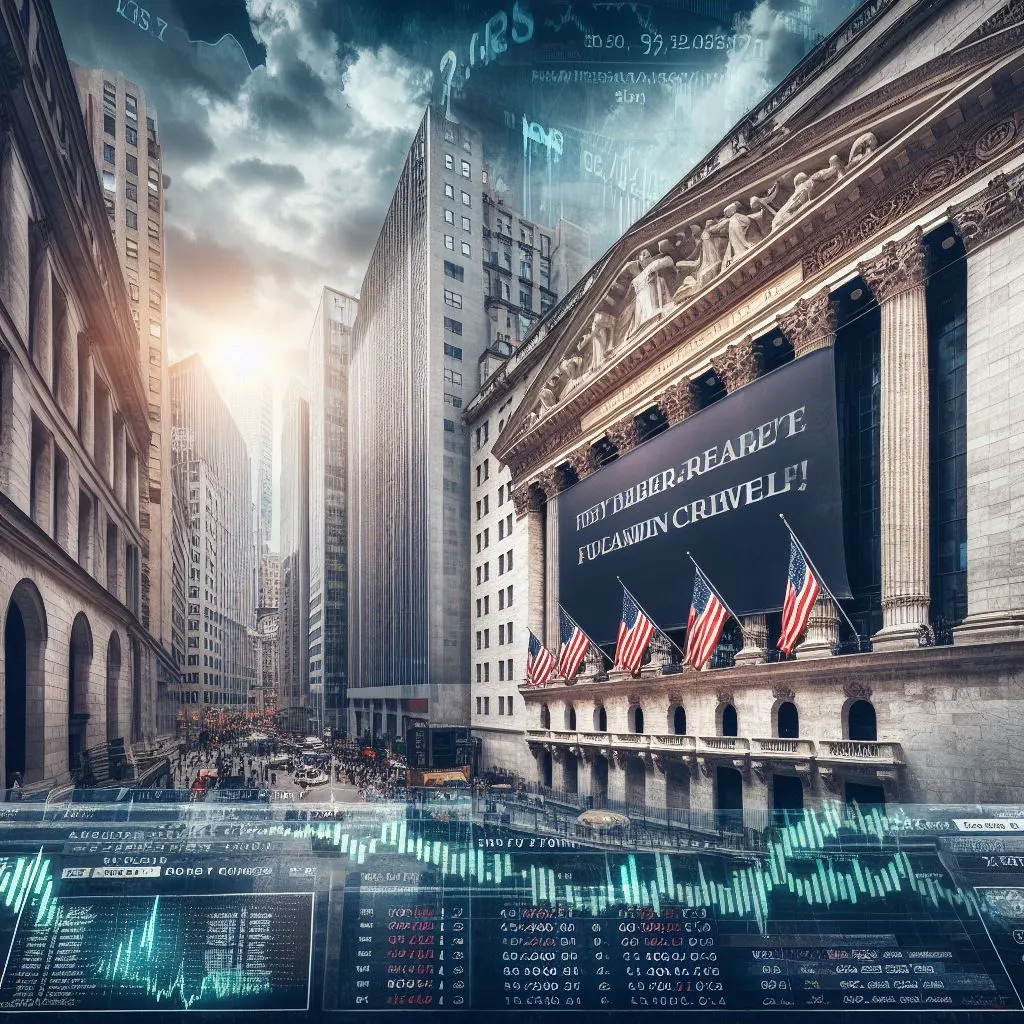 Usa street, banks, flags, market charts, wall street