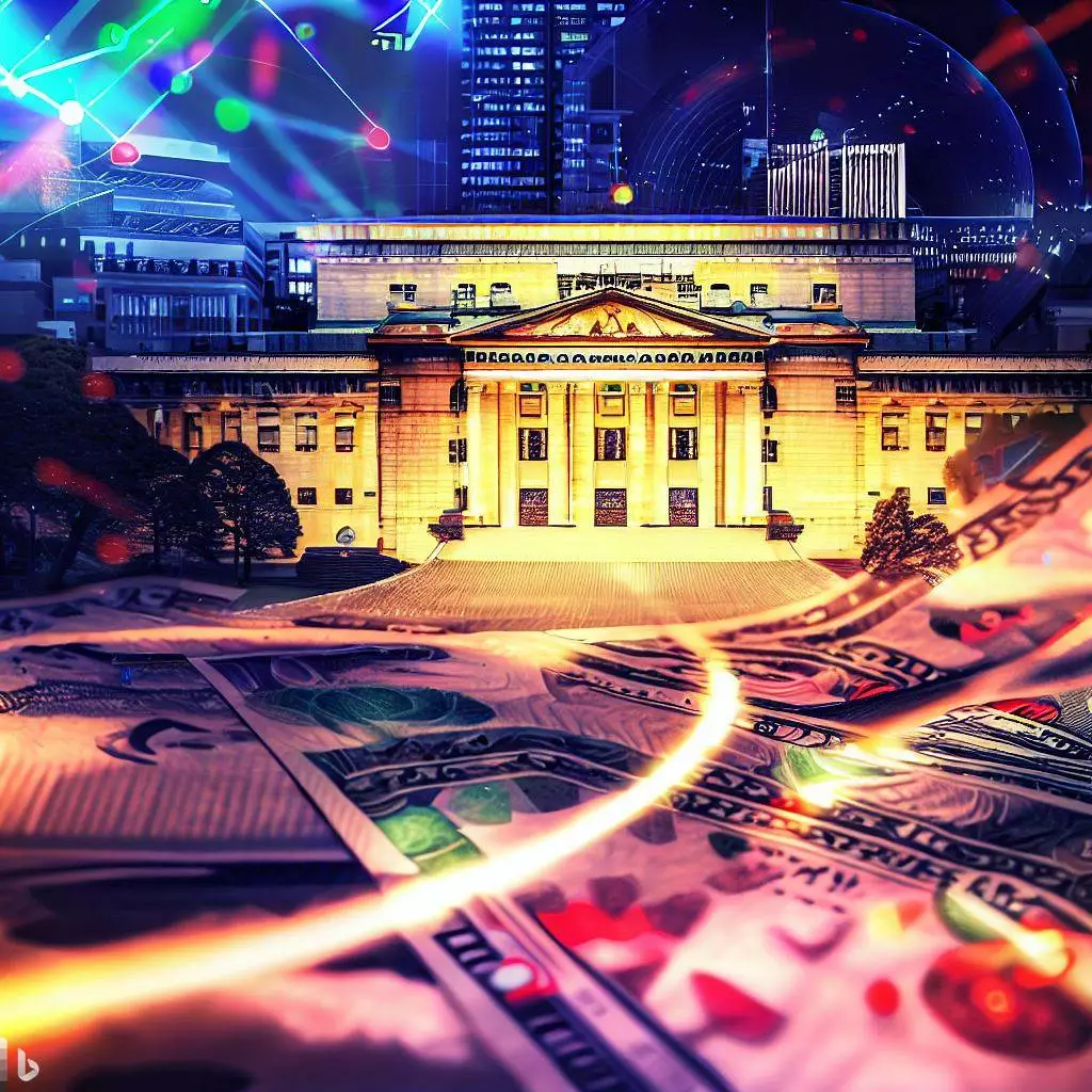 Bank of Japan with dollar yens on market charts
