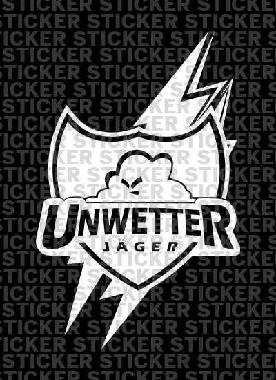 Miniaturbild: Sticker UNWETTERJÄGER schwarz / weiß