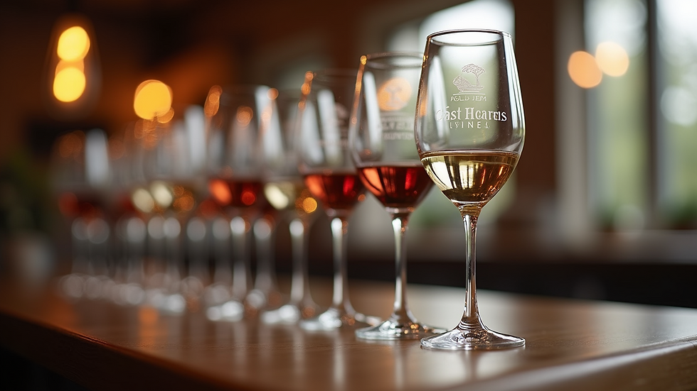 Close-up view of personalized engraved wine glasses