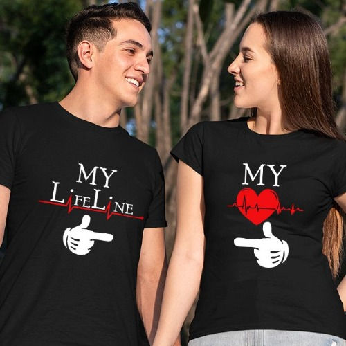 Thumbnail: Personalized couple T-shirts India Printyourstyle