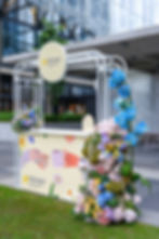 Floral installations Melbourne for a branded pop-up booth.