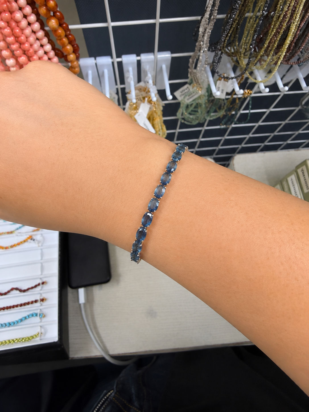 LJ#258 | Ceylon sapphire tennis bracelet | 13.55ct | 18KWG | 7.20g