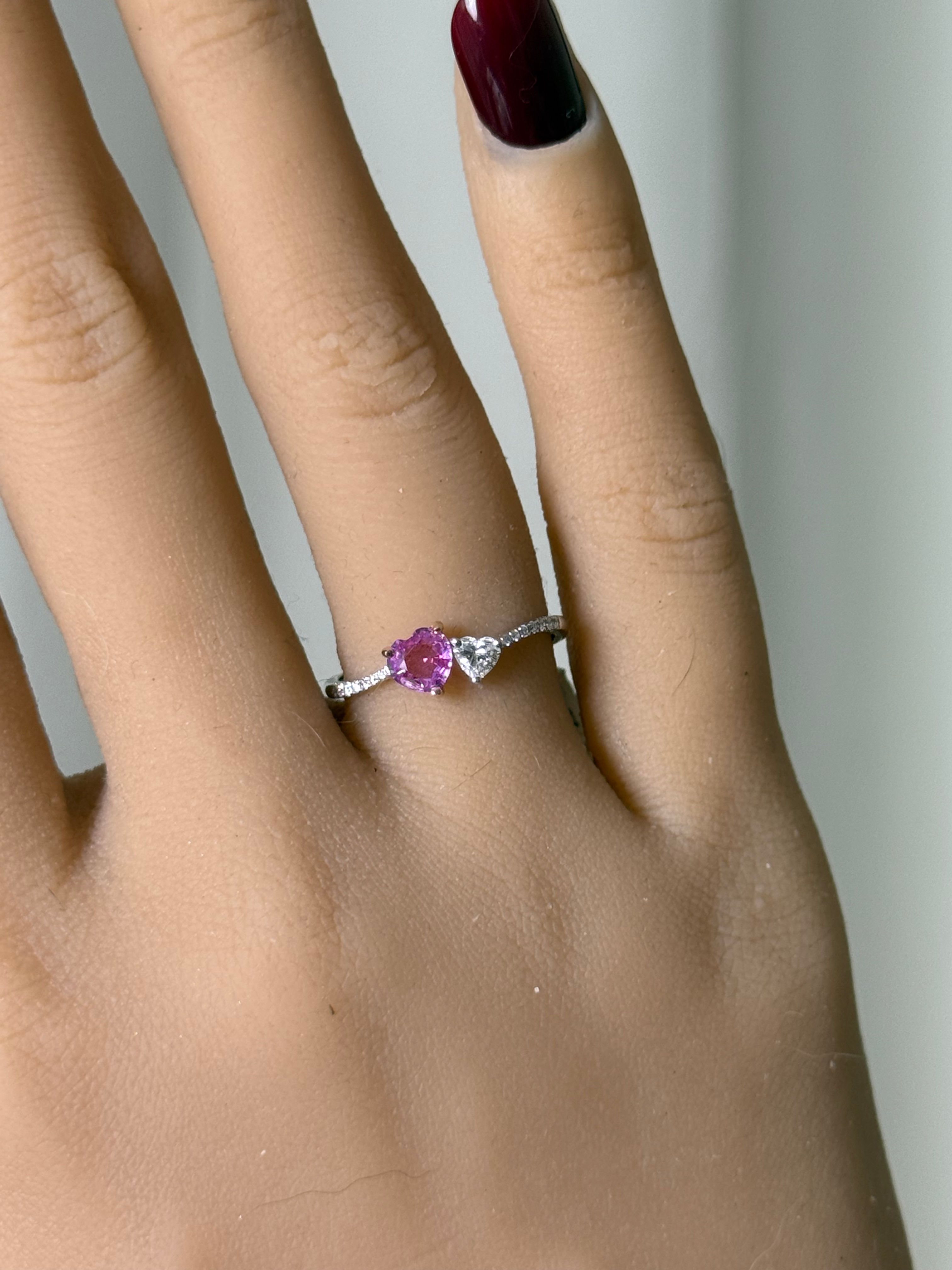 Toi Et Moi Pink Sapphire and Diamond Ring