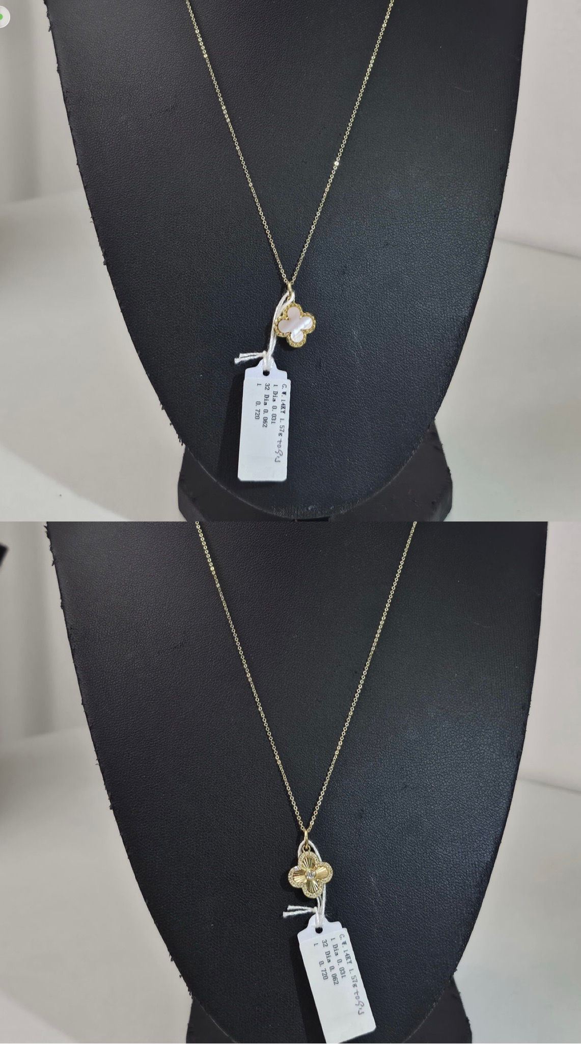 White Mother of Pearl / Guilloche Reversible Necklace, 12mm motif size