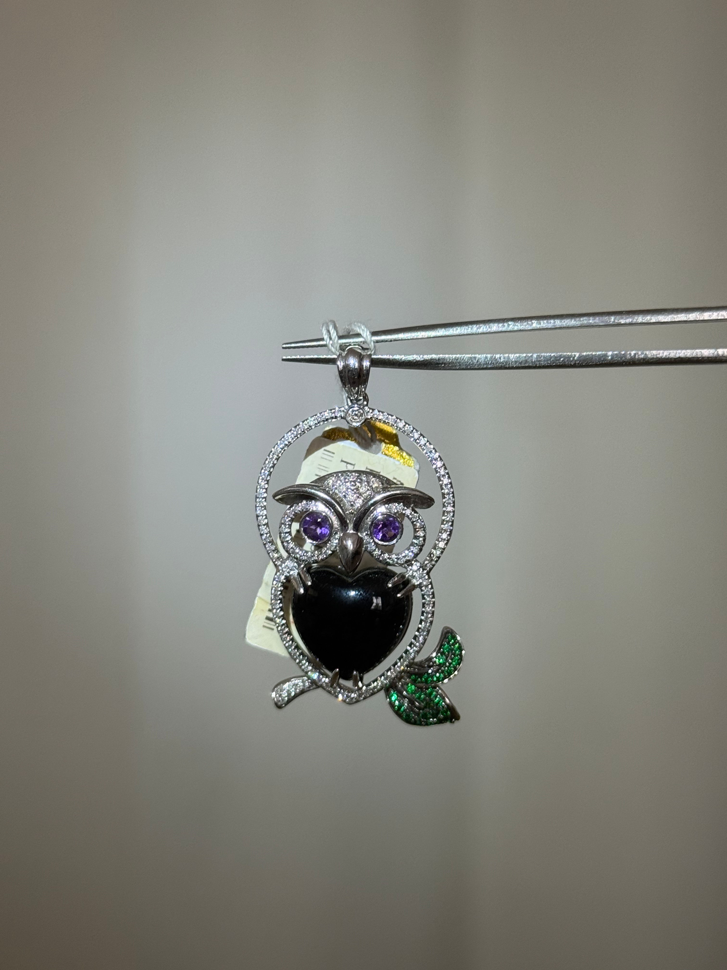 Black Onyx Owl Pendant