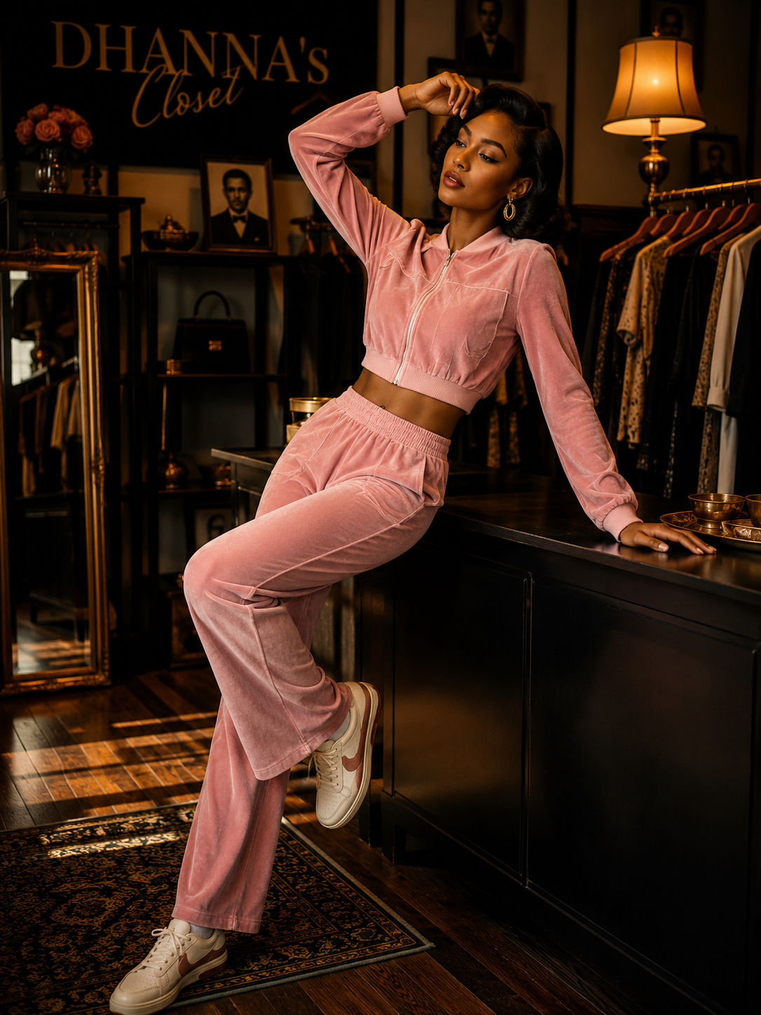 Ensemble velours rose
