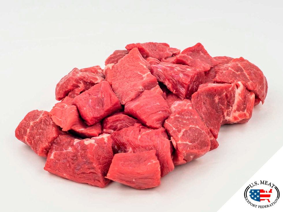 Lomo de res cortado en cubos