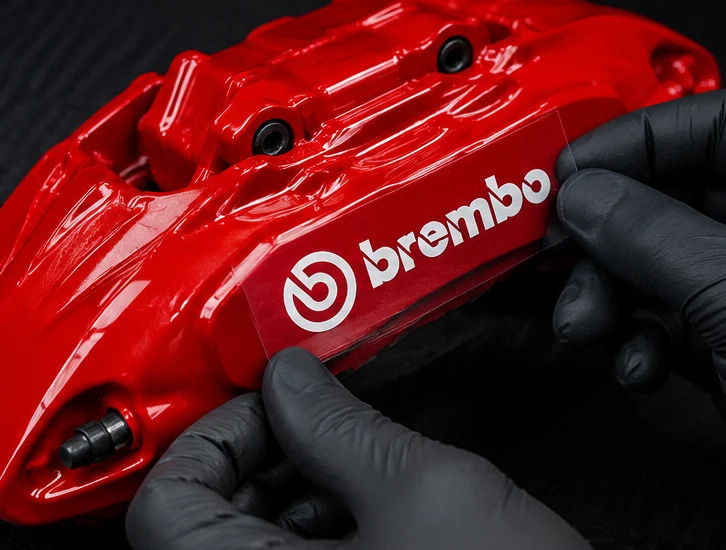 Red brake caliper painting on sports car