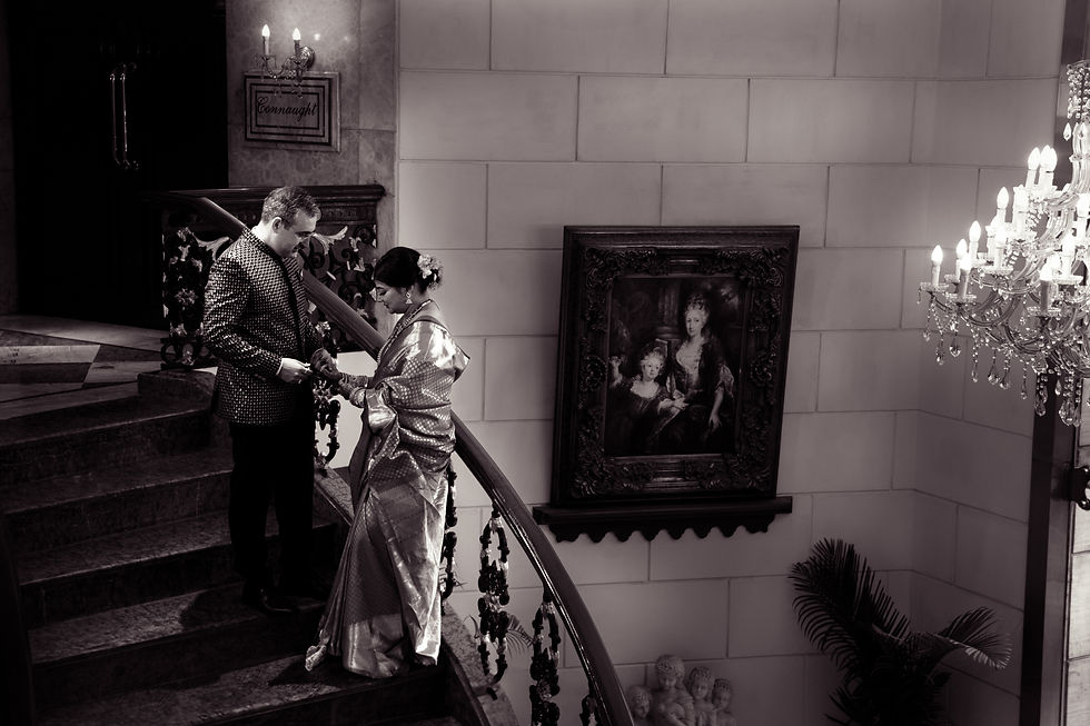 Bride and groom pose for an editorial shoot