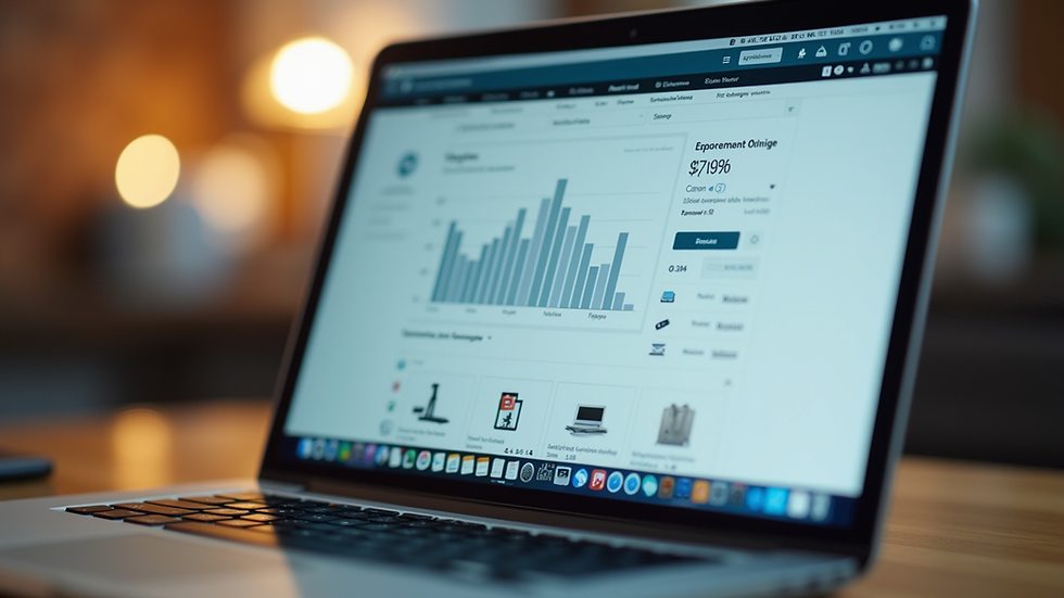 Eye-level view of a laptop screen showing an online store dashboard