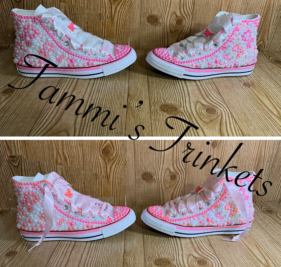 Thumbnail: Custom " Breast Cancer " Converse - High Top (Adult)