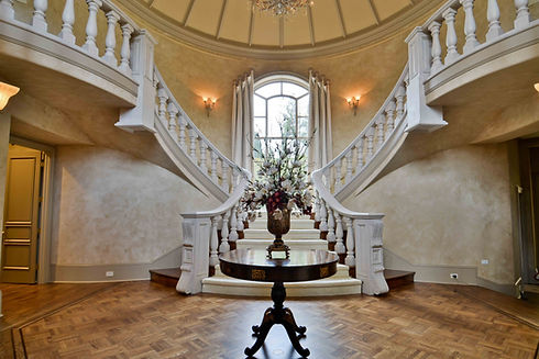 Plaster Entry with Limestone balustrades