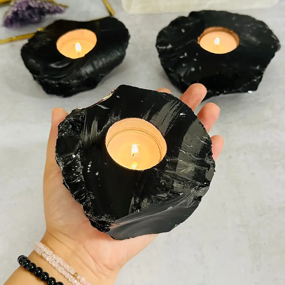 Thumbnail: Black Obsidian Crystal Tealight Holder