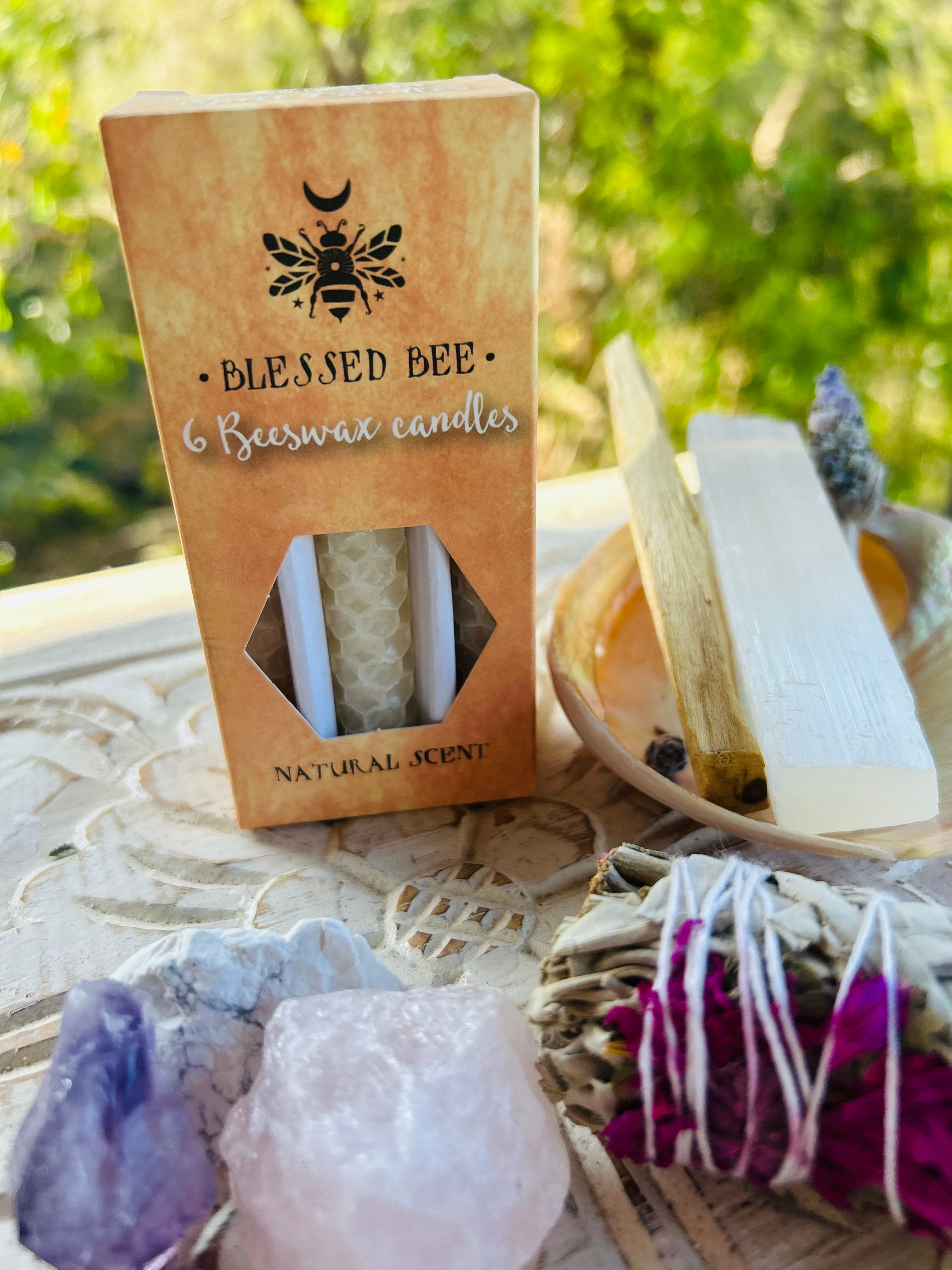 Blessed Bee Beeswax Spell Candles - Happiness & Clarity