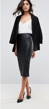 Thumbnail: Black Lambskin Leather Pencil Skirt by The Designers; Leather Clothiers, Inc.
