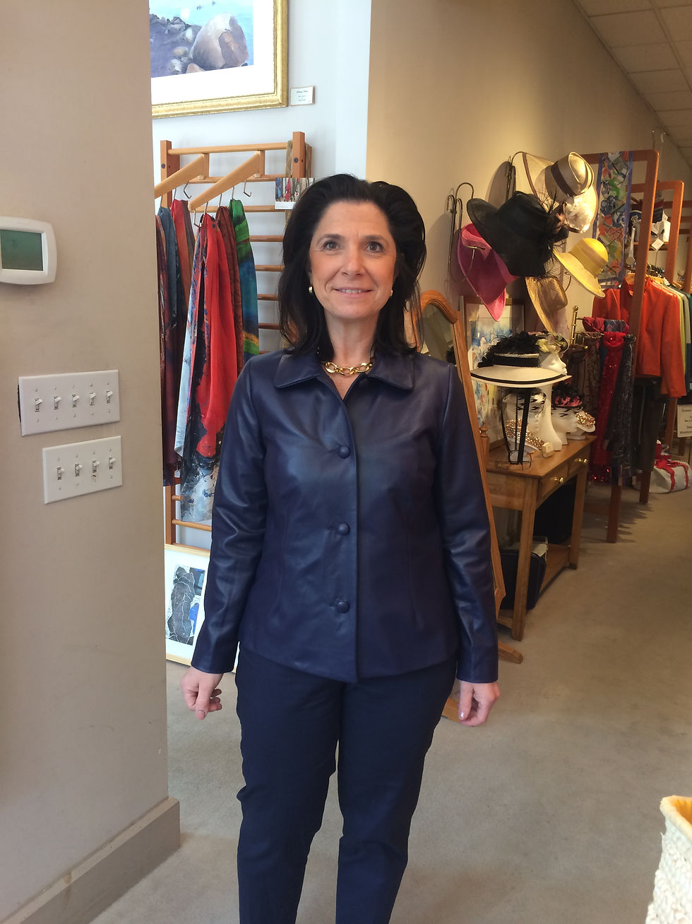 Thumbnail: Women's Custom Navy Blue Leather Diana Jacket by The Designers; Leather Clothiers, Inc/Best of Boston