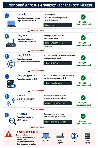 Пошут несправностей мережі Windows