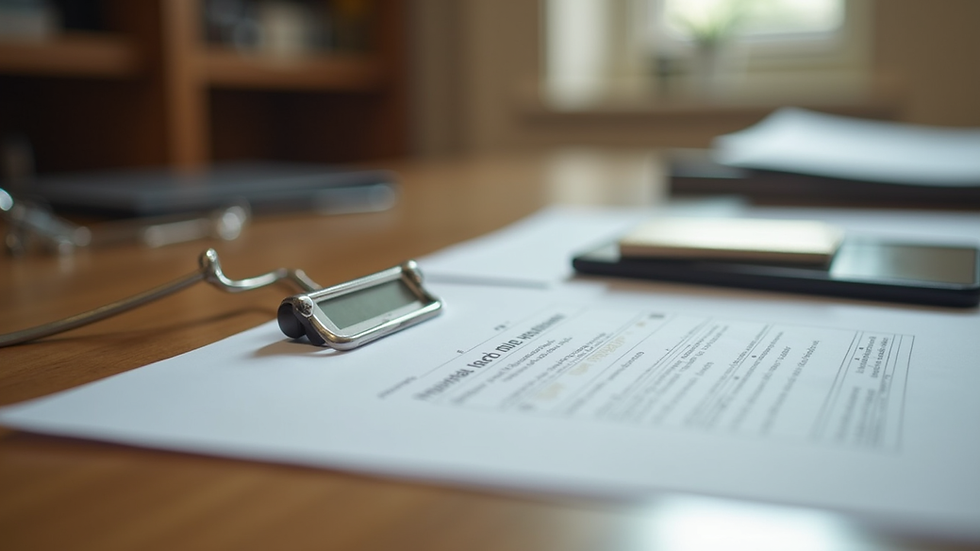 Close-up view of legal documents on a wooden desk