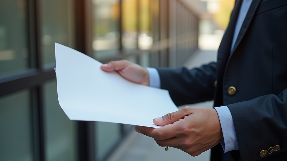 Close-up of a courier handing over legal papers